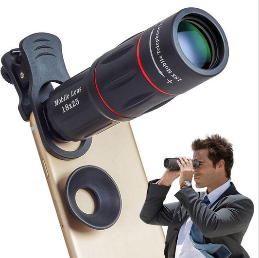 JMT-185354 18X Mobile Phone Telephoto Lens with Adjustable Focal Length and Clip Attachment