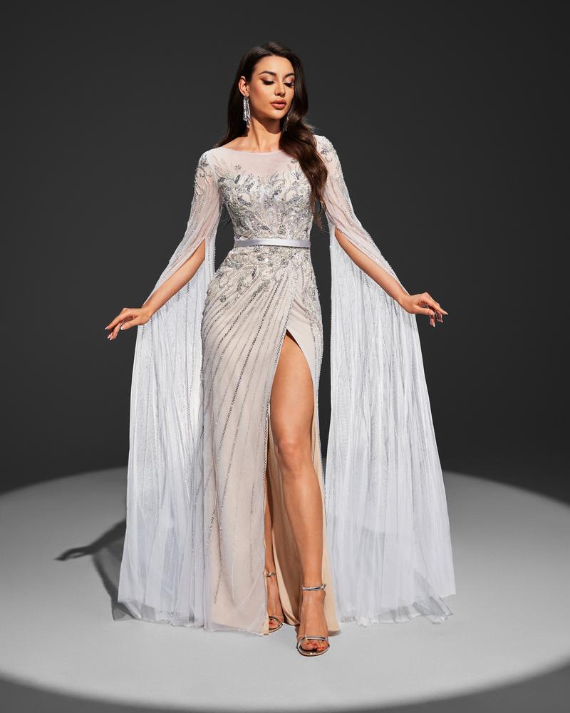 JMT-185738 Elegant Silver Evening Dress for Women - Perfect for Special Occasions