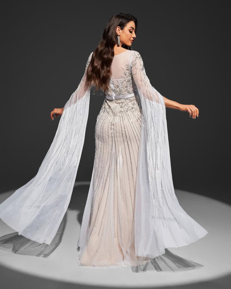 JMT-185738 Elegant Silver Evening Dress for Women - Perfect for Special Occasions