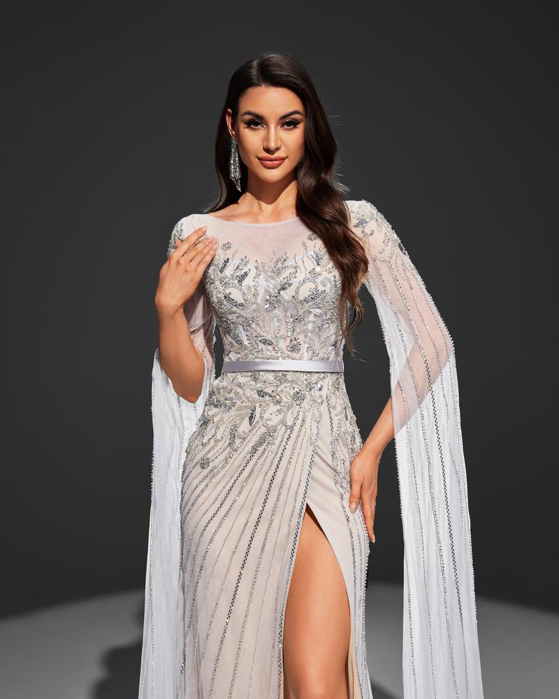 JMT-185738 Elegant Silver Evening Dress for Women - Perfect for Special Occasions