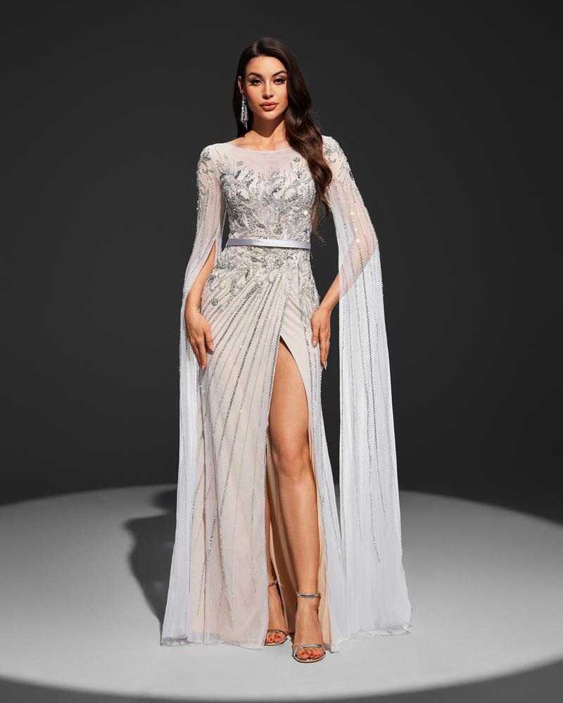 JMT-185738 Elegant Silver Evening Dress for Women - Perfect for Special Occasions