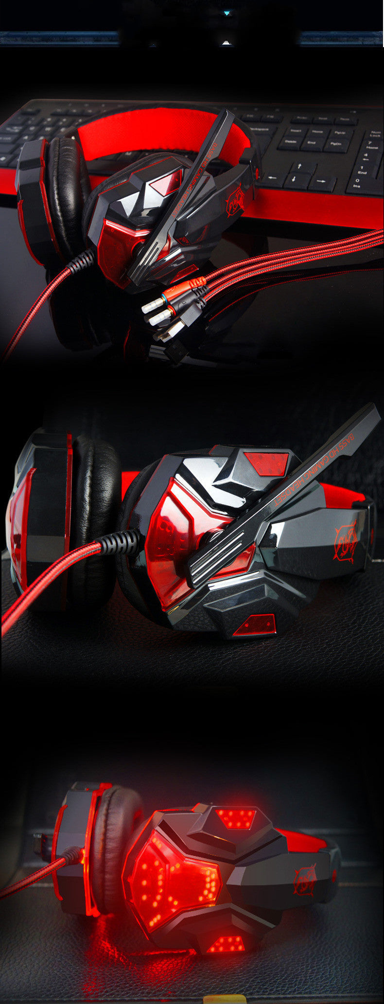 JMT-185994 Head-Mounted Gaming Headphones with Microphone - Luminous and Non-Luminous Options