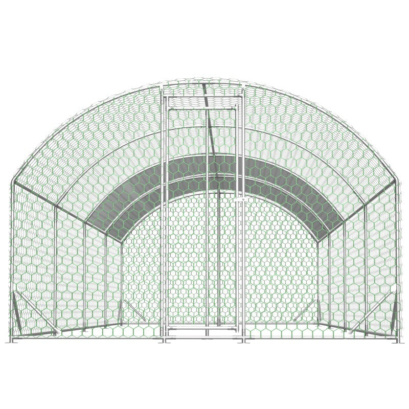 JMT-186506 Large Metal Chicken Coop - 26'x9'x6' Walk-in Poultry Cage with Waterproof Cover for Outdoor Use