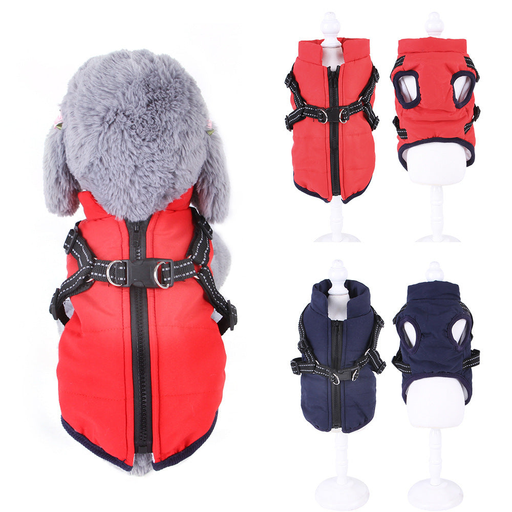JMT-186826 Cozy Polyester Dog Vest for Autumn and Winter - Casual Fit in Red and Navy Blue, Multiple Sizes Available