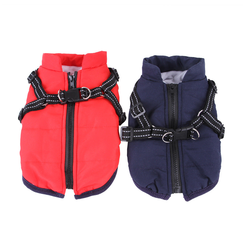 JMT-186826 Cozy Polyester Dog Vest for Autumn and Winter - Casual Fit in Red and Navy Blue, Multiple Sizes Available