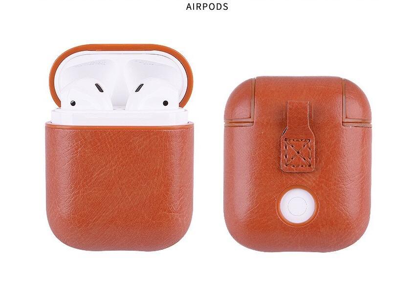 JMT-186826 Genuine Leather Earphone Case for Apple AirPods – Protective Charging Case Design
