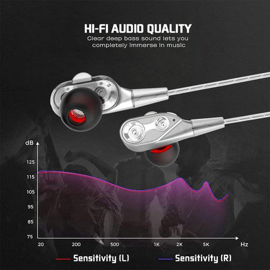 JMT-186826 Wired In-Ear Dual-Moving Coil Gaming Headset with Microphone for PC