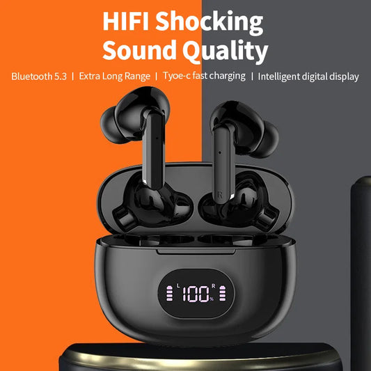 JMT-186826 Wireless Earbuds with Hi-Fi Sound and Waterproof Design, LED Display, and Built-in Mic