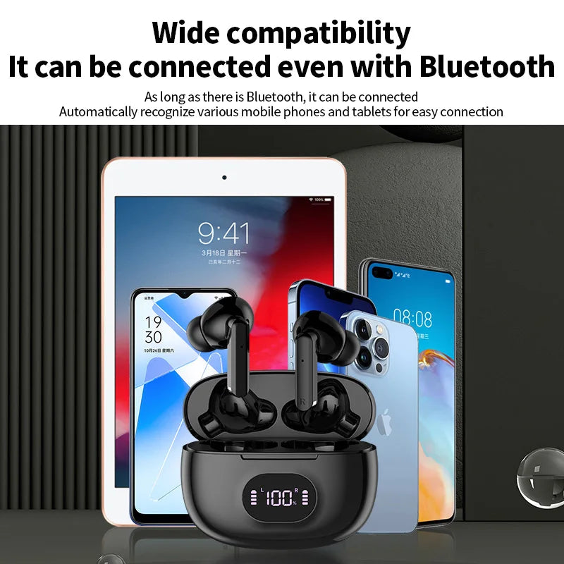 JMT-186826 Wireless Earbuds with Hi-Fi Sound and Waterproof Design, LED Display, and Built-in Mic