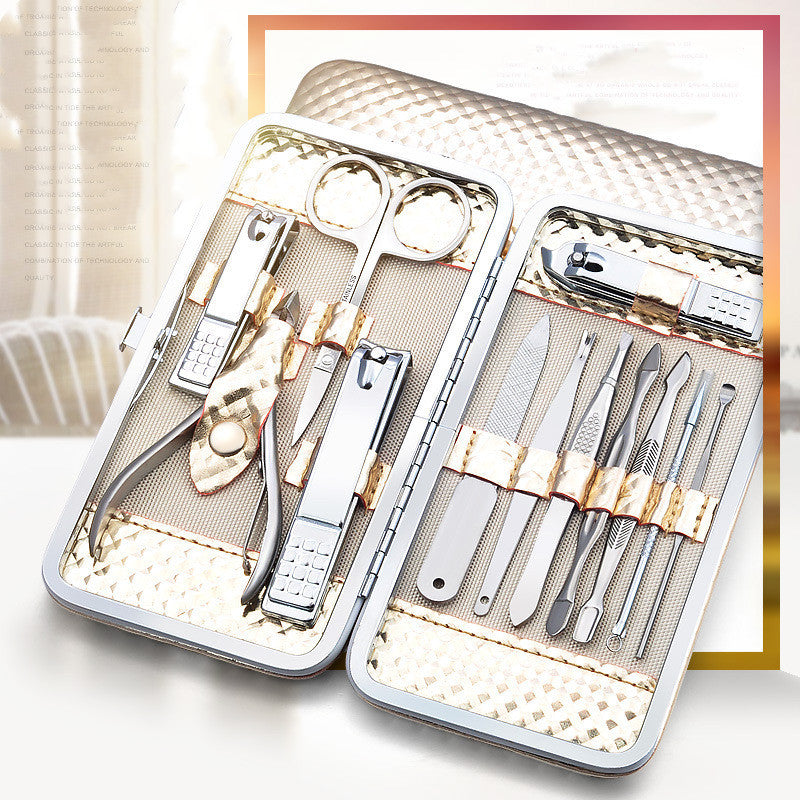 JMT-186954 12-Piece Stainless Steel Manicure Set for Beauty Care and Grooming