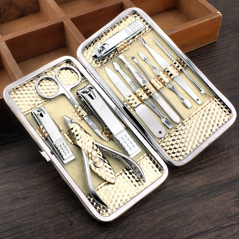 JMT-186954 12-Piece Stainless Steel Manicure Set for Beauty Care and Grooming