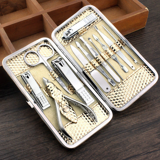 JMT-186954 12-Piece Stainless Steel Manicure Set for Beauty Care and Grooming