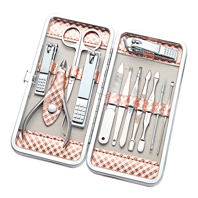 JMT-186954 12-Piece Stainless Steel Manicure Set for Beauty Care and Grooming