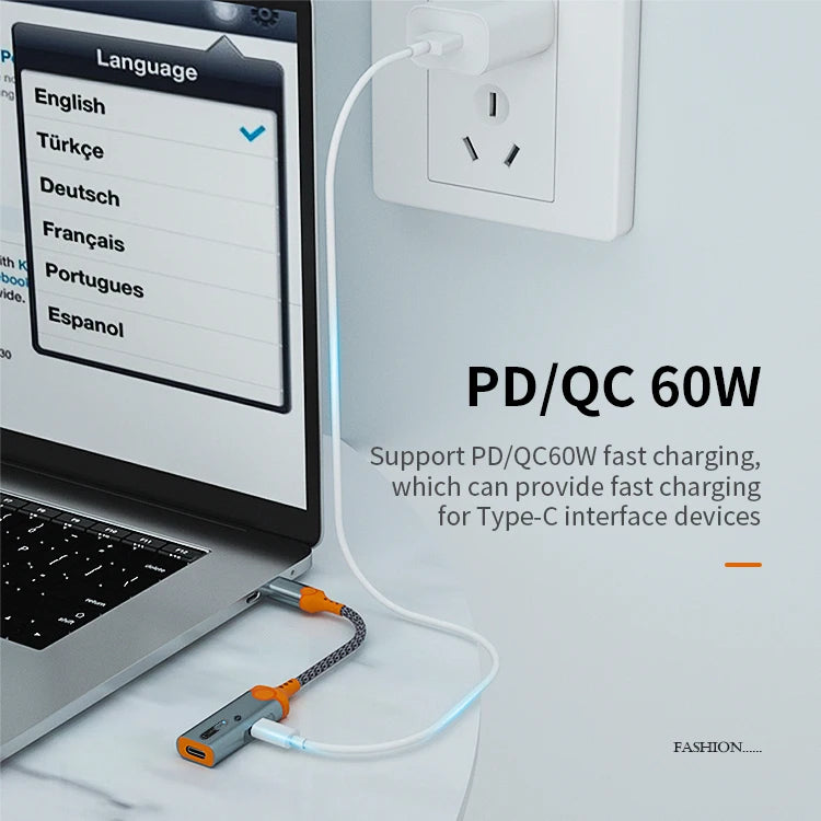 JMT-187146 60W Type-C Charging & Audio Adapter for iPhone 15 and Android Devices