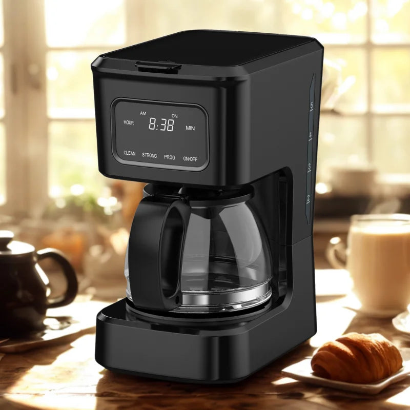 JMT-187466 4-Cup Coffee Maker with Clear Water Window and Glass Pot for Ground Coffee Brewing