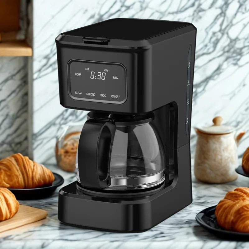 JMT-187466 4-Cup Coffee Maker with Clear Water Window and Glass Pot for Ground Coffee Brewing