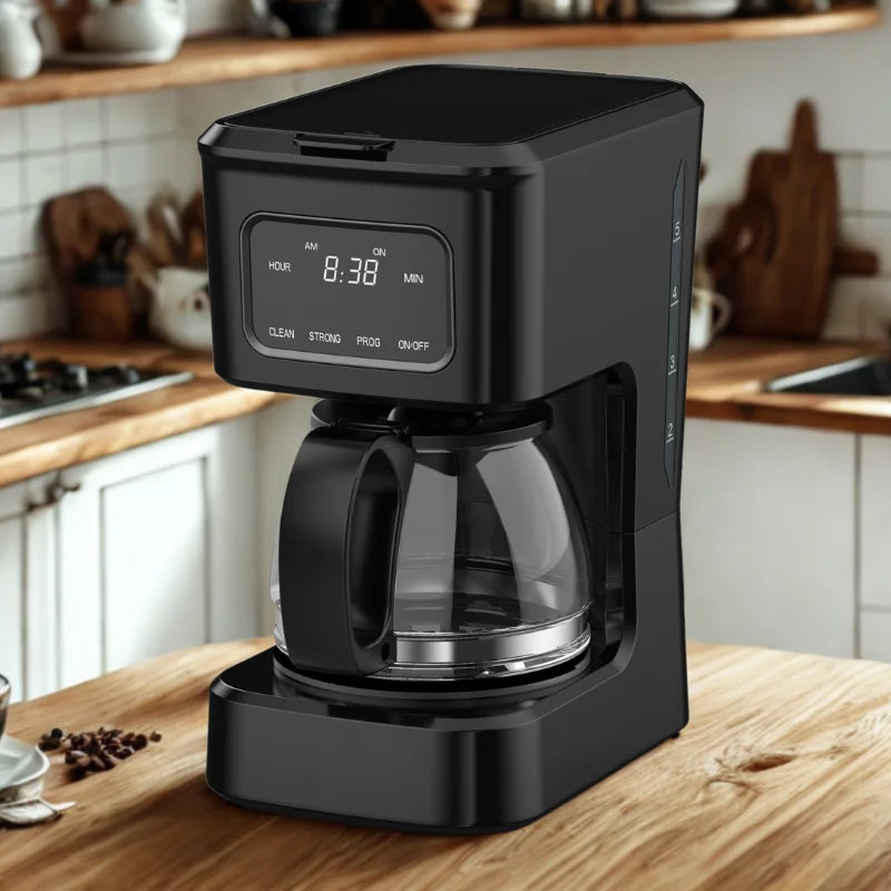 JMT-187466 4-Cup Coffee Maker with Clear Water Window and Glass Pot for Ground Coffee Brewing