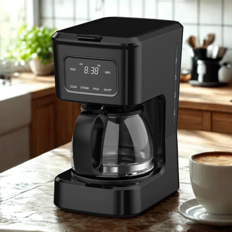 JMT-187466 4-Cup Coffee Maker with Clear Water Window and Glass Pot for Ground Coffee Brewing