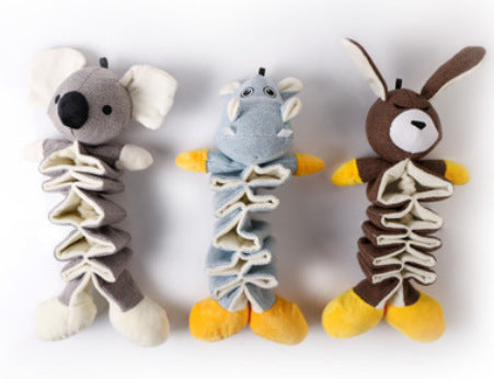JMT-187466 Cotton and Linen Plush Pet Toy - Koala, Kangaroo, and Hippo Designs