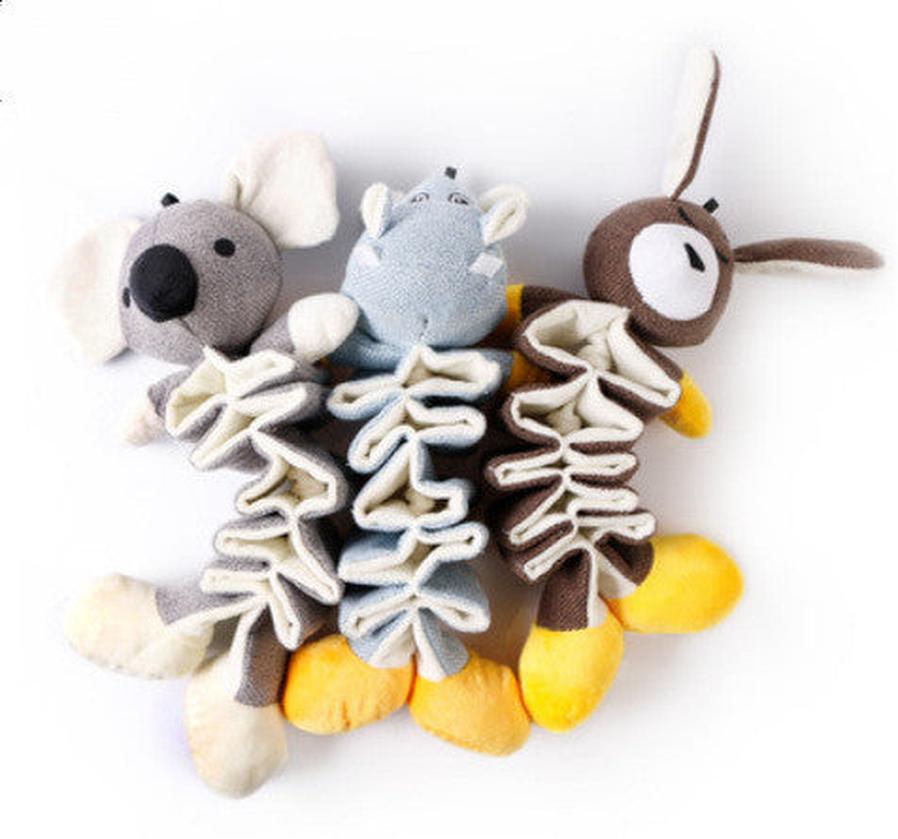 JMT-187466 Cotton and Linen Plush Pet Toy - Koala, Kangaroo, and Hippo Designs