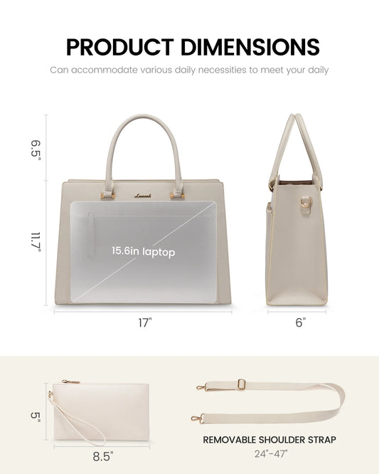 JMT-187466 Stylish 15.6in PU Leather Laptop Tote Bag for Women - Versatile Office & Work Use