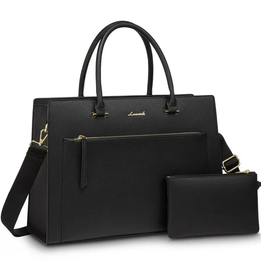 JMT-187466 Stylish 15.6in PU Leather Laptop Tote Bag for Women - Versatile Office & Work Use