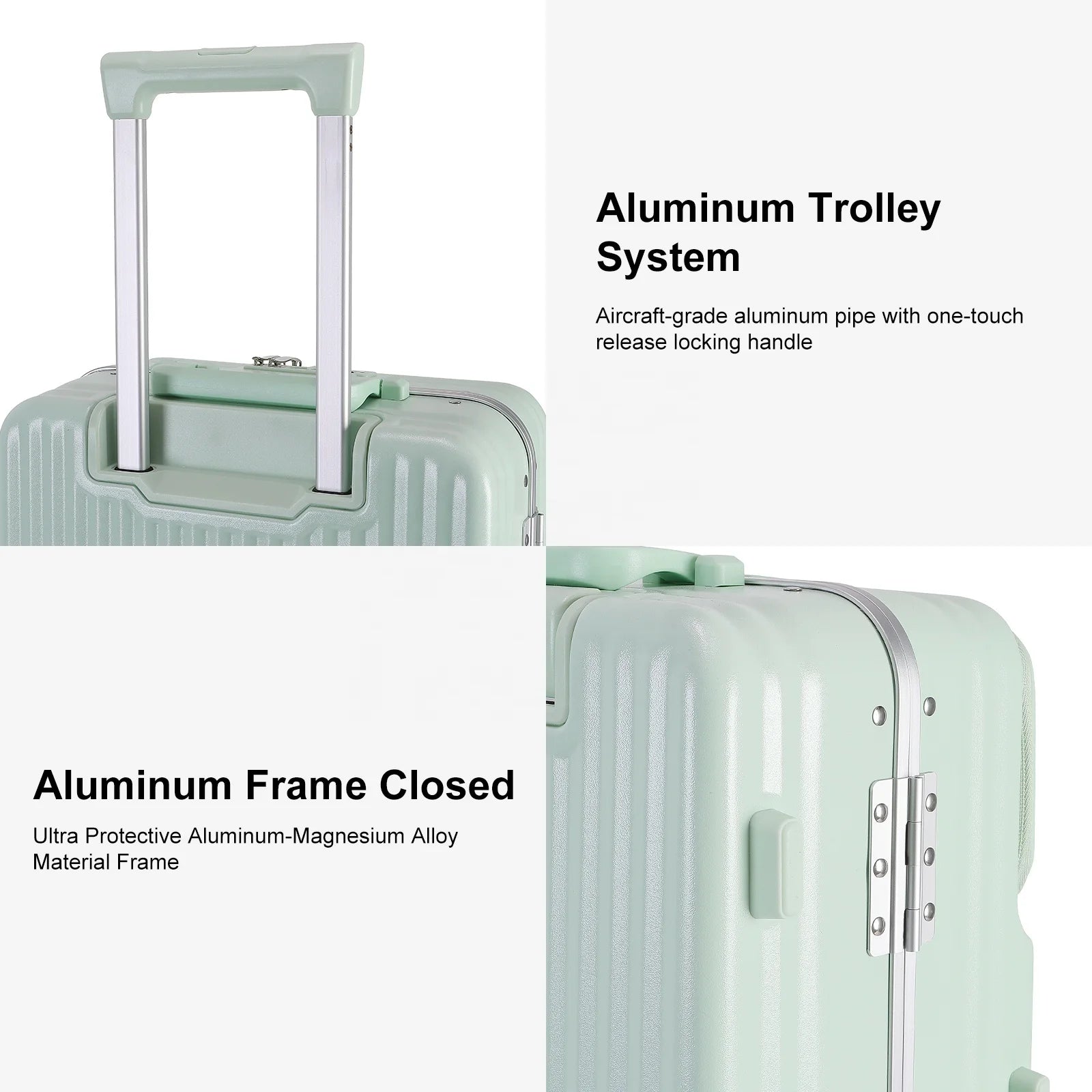 JMT-187530 Durable PC Aluminium Frame Trolley Carry-On Travel Suitcase with Front Pocket