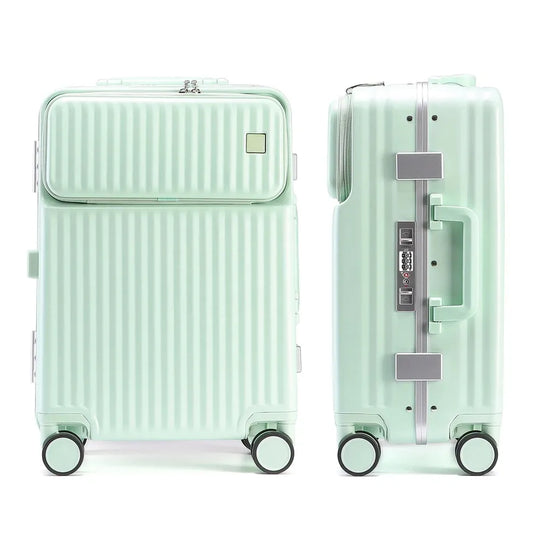 JMT-187530 Durable PC Aluminium Frame Trolley Carry-On Travel Suitcase with Front Pocket