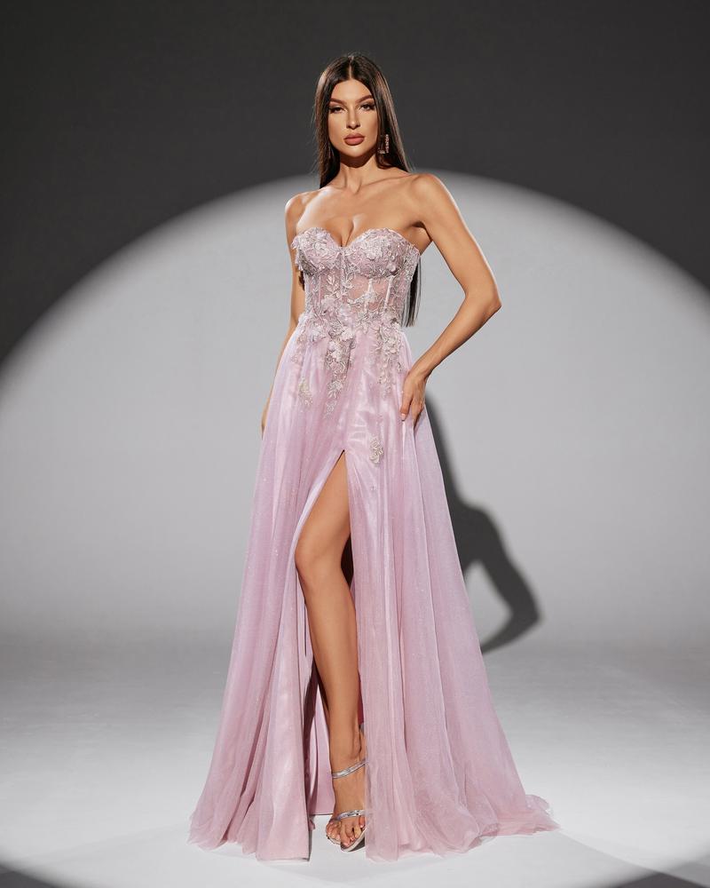 JMT-187722 Elegant Pink Evening Gown with Flattering Silhouette for Women