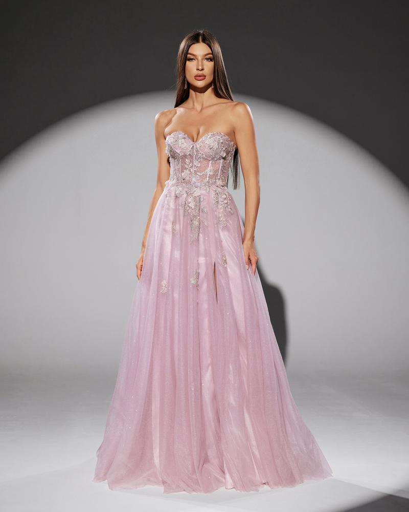 JMT-187722 Elegant Pink Evening Gown with Flattering Silhouette for Women