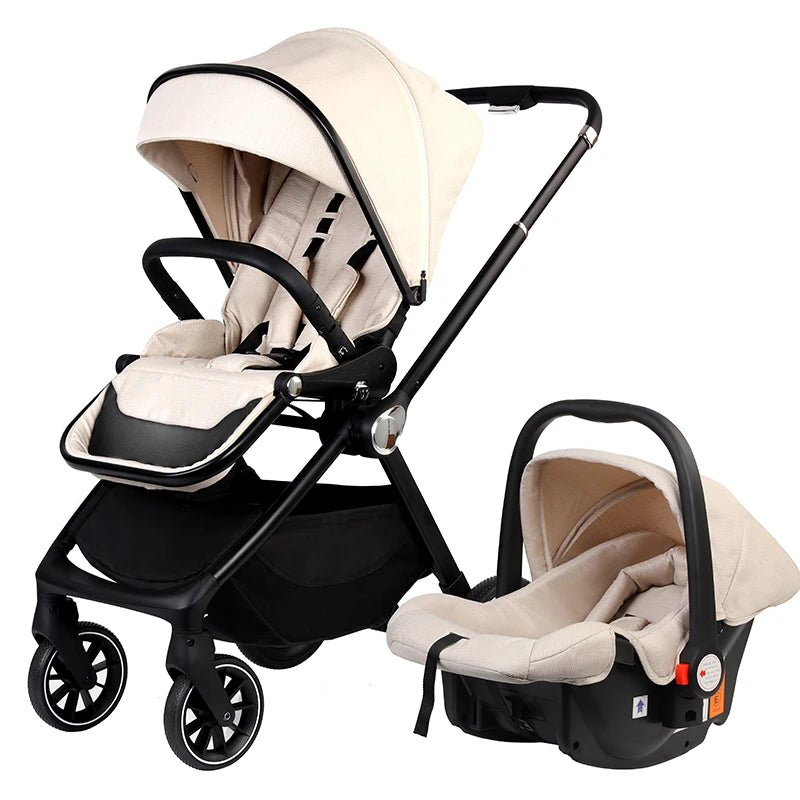 JMT-187786 Compact 2-in-1 Baby Pram with 360-Degree Functionality and Folding Design, Equipped with Five-Point Safety Belt