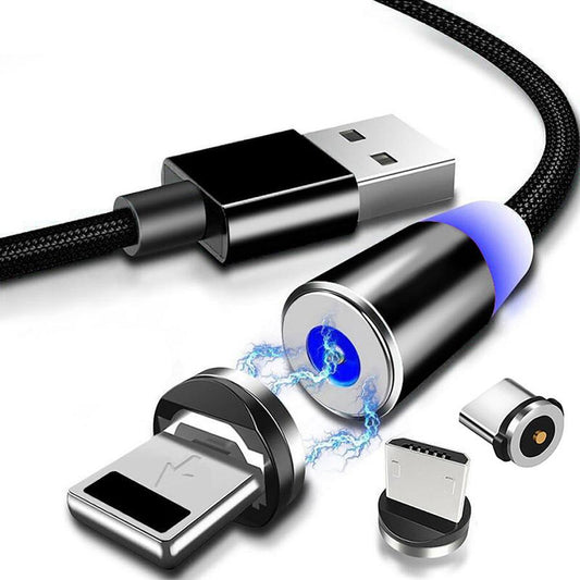 JMT-187978 Magnetic Charging Cable with LED Indicator for Android, iPhone, and Type-C Devices