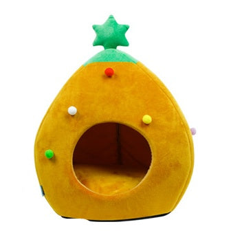 JMT-188106 Cozy Christmas Tree Pet Bed - Warm Winter Nest for Cats and Dogs in Green
