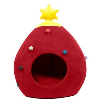 JMT-188106 Cozy Christmas Tree Pet Bed - Warm Winter Nest for Cats and Dogs in Green