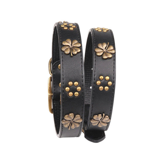 JMT-188298 Vintage Bronze Metal Buckle Dog Collar – Adjustable Size for Comfort and Style