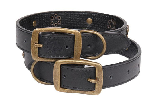 JMT-188298 Vintage Bronze Metal Buckle Dog Collar – Adjustable Size for Comfort and Style