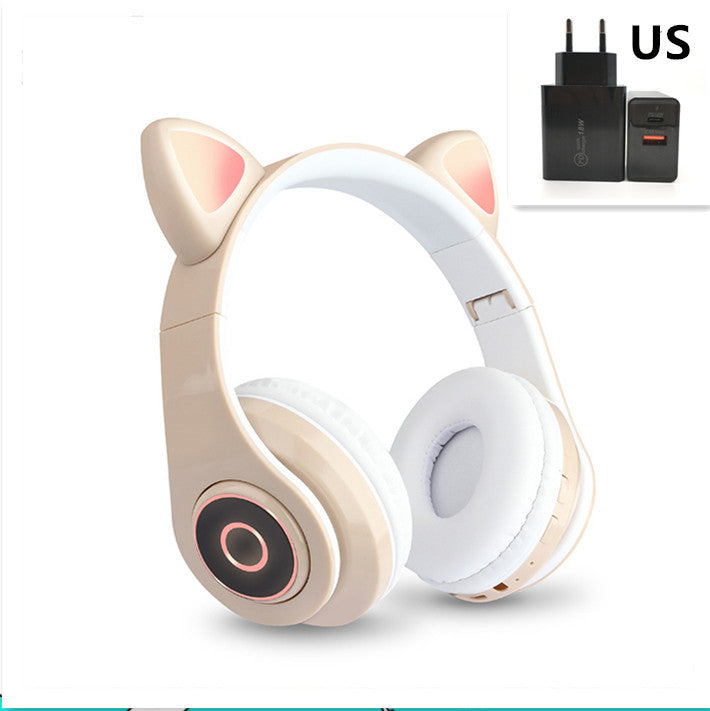 JMT-188618 Luminous Cartoon Cat Ears Bluetooth Headset with Stereo Sound and Foldable Design