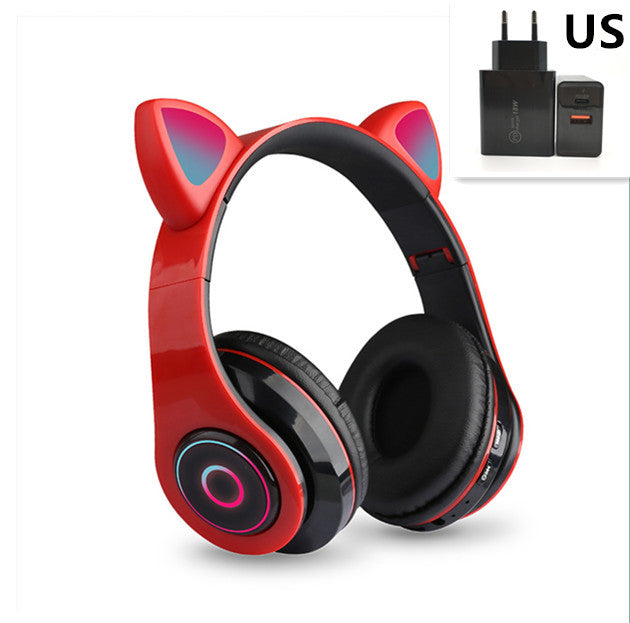 JMT-188618 Luminous Cartoon Cat Ears Bluetooth Headset with Stereo Sound and Foldable Design