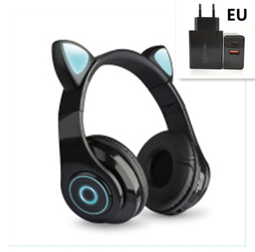 JMT-188618 Luminous Cartoon Cat Ears Bluetooth Headset with Stereo Sound and Foldable Design
