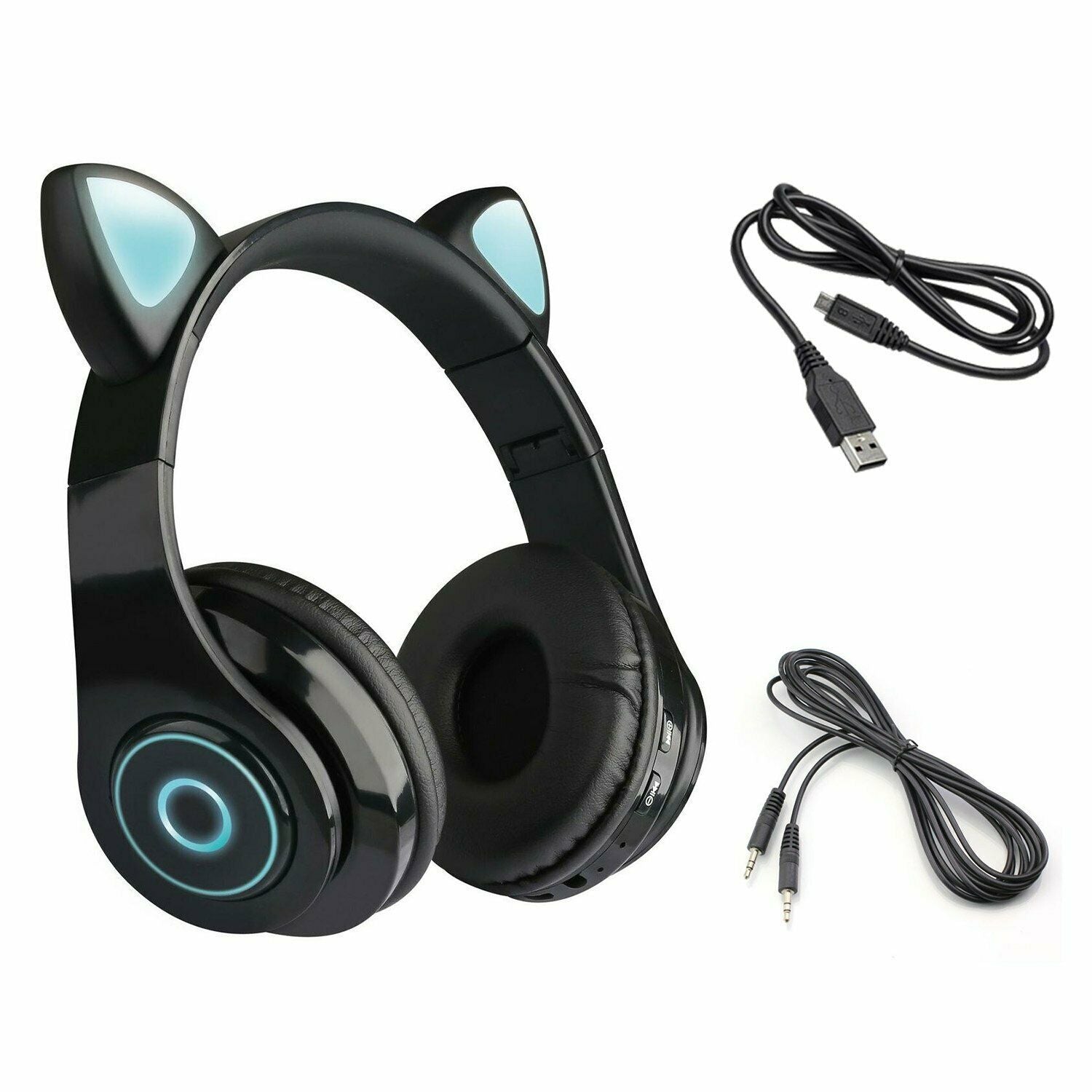 JMT-188618 Luminous Cartoon Cat Ears Bluetooth Headset with Stereo Sound and Foldable Design