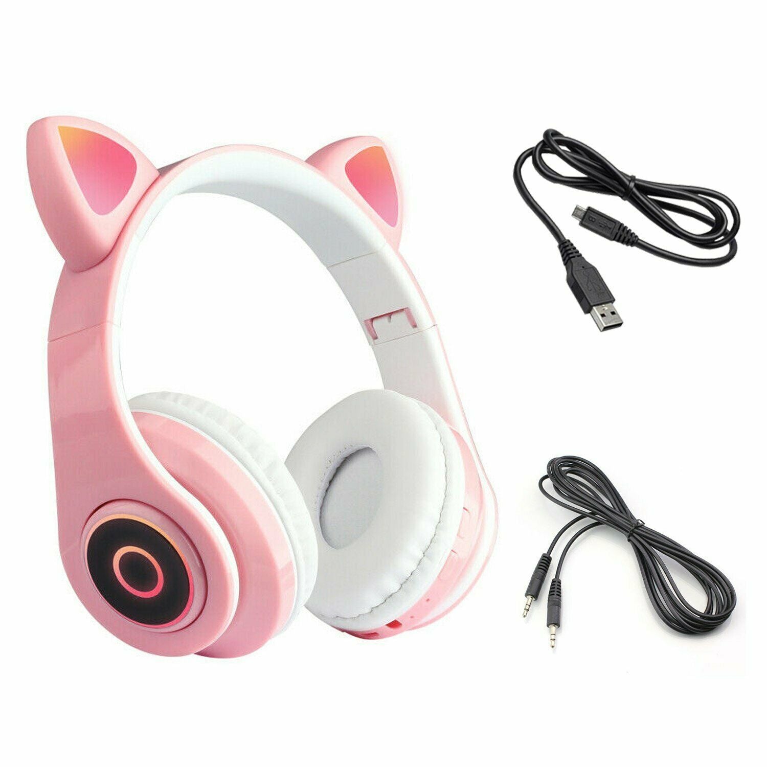 JMT-188618 Luminous Cartoon Cat Ears Bluetooth Headset with Stereo Sound and Foldable Design