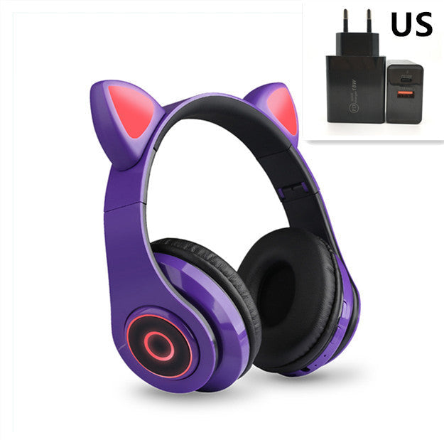 JMT-188618 Luminous Cartoon Cat Ears Bluetooth Headset with Stereo Sound and Foldable Design