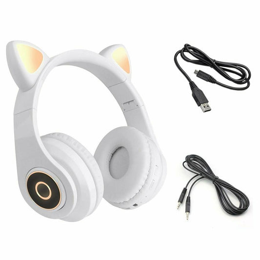 JMT-188618 Luminous Cartoon Cat Ears Bluetooth Headset with Stereo Sound and Foldable Design