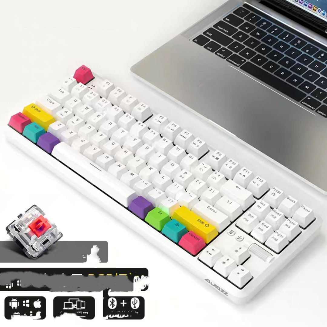 JMT-188746 Wireless Bluetooth Mechanical Keyboard with RGB Backlight - 87 Keys, Ergonomic Design, Dual Mode for Office and Gaming