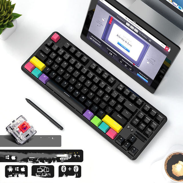 JMT-188746 Wireless Bluetooth Mechanical Keyboard with RGB Backlight - 87 Keys, Ergonomic Design, Dual Mode for Office and Gaming