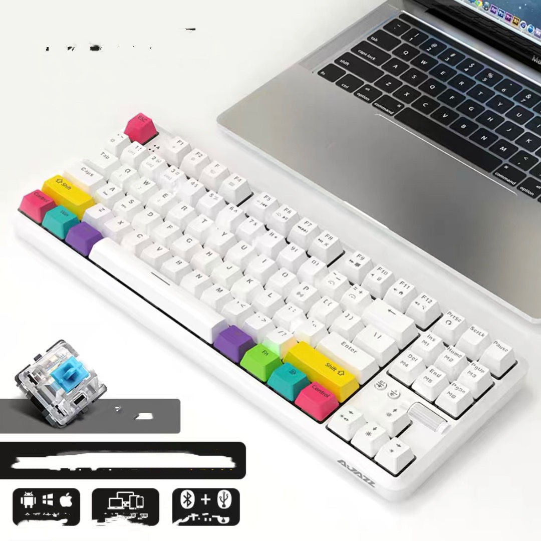 JMT-188746 Wireless Bluetooth Mechanical Keyboard with RGB Backlight - 87 Keys, Ergonomic Design, Dual Mode for Office and Gaming