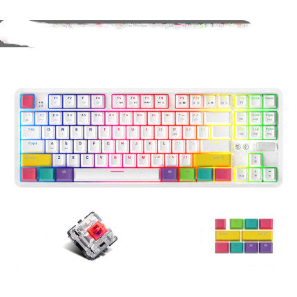 JMT-188746 Wireless Bluetooth Mechanical Keyboard with RGB Backlight - 87 Keys, Ergonomic Design, Dual Mode for Office and Gaming