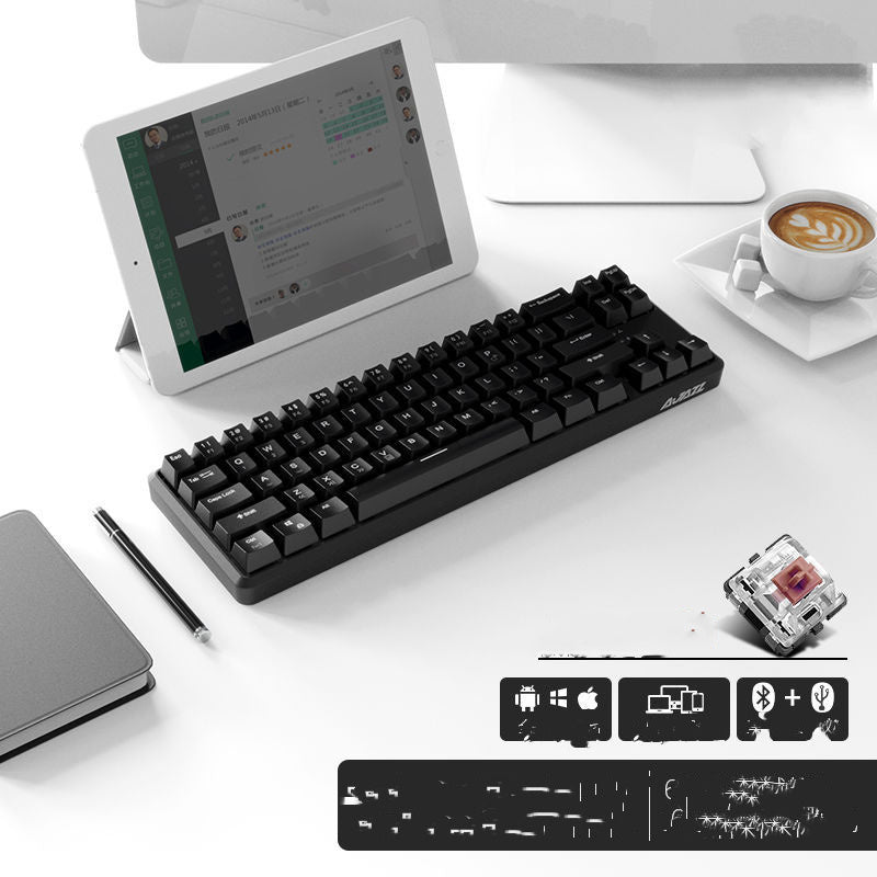 JMT-188746 Wireless Bluetooth Mechanical Keyboard with RGB Backlight - 87 Keys, Ergonomic Design, Dual Mode for Office and Gaming