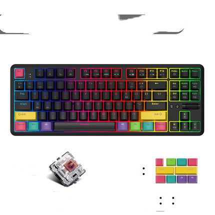 JMT-188746 Wireless Bluetooth Mechanical Keyboard with RGB Backlight - 87 Keys, Ergonomic Design, Dual Mode for Office and Gaming