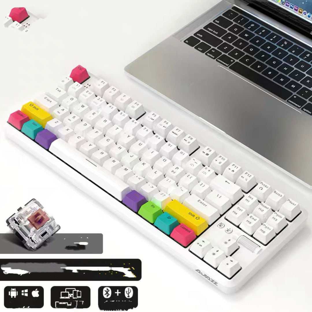JMT-188746 Wireless Bluetooth Mechanical Keyboard with RGB Backlight - 87 Keys, Ergonomic Design, Dual Mode for Office and Gaming